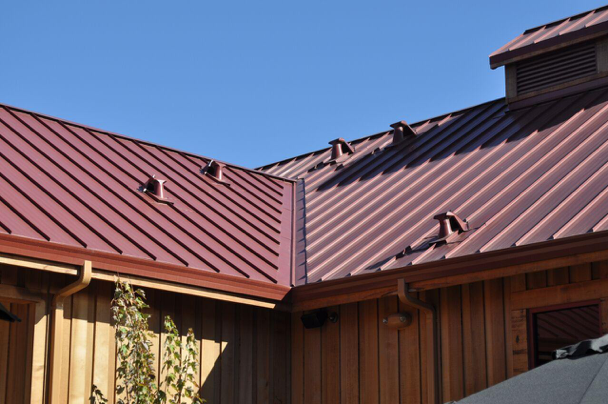 Standing seam metal roof on Oak Farm Vineyards